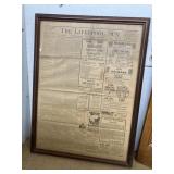 1914 'The Liverpool Sun' newspaper, framed
