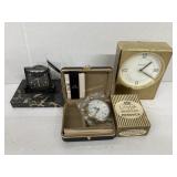4 Desk/Dresser Clocks. Elgin, Tiffany & Co,