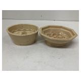 2-Yellowware molds, oval & octangular
