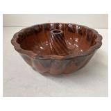 Redware cake mold (Turk's Head), 9in dia