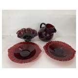 Vintage Ruby Red Glass Pieces.