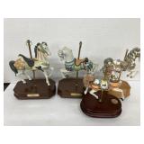 4 Musical Carousel Horses Taller Are 10 In.