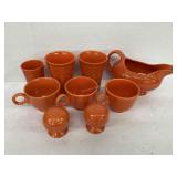 Tangerine Cups & Other Ceramic Ware. 2 Fiesta