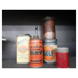 Automotive advertising tins Gulf and others