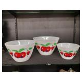 3 Fire-King nesting bowls fruit motif