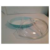 Pyrex Turquoise Snowflake Divided Dish