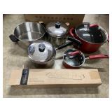 pots and pans + pampered chef vegetable rack