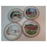 4 Plates w/Covered Bridges on by M. Stoltefus