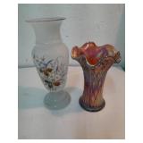 Blown Satin Glass & Carnival Vase