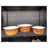 3 Pyrex nesting bowls/casseroles