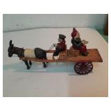 Cast Iron Donkey drawn cart w/man & woman