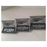 3 Train Knives in wooden Iron Horse Boxes