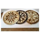 3 Leather Cowhide Placemats Disc Mats , 12 inch
