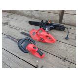 Worx electric chainsaw & 2 hedge trimmers