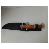 Double Knife Sheath with Knives. Largest is 13 In