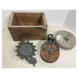 advertising crate and primitive collectibles