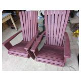 2 painted wood Adirondack chairs.
