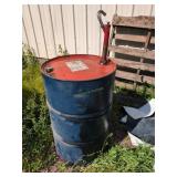 55 gal waste oil drum with pump.