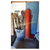 Landscaper tool lot. Shovels, rakes, orange Landscaper tool lot. Shovels, rakes, orange