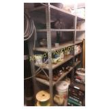 Double sided metal shelving two units bolted