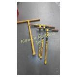 4 T-handle Wrenches Sold Together As A Lot. 4 T-handle Wrenches Sold Together As A Lot.