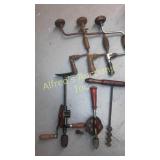 Antique drill lot. Brace and bit, breast drill, Antique drill lot. Brace and bit, breast drill,
