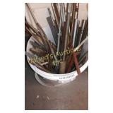Bucket lot of steel, tools, miscellaneous Bucket lot of steel, tools, miscellaneous