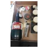 Soldering torch lot. Propane torch brushes flux Soldering torch lot. Propane torch brushes flux