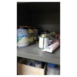 Shelf lot of glues chemicals form a gasket pipe Shelf lot of glues chemicals form a gasket pipe