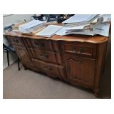 WOOD CABINET, 2 DOOR, 5 DRAWER