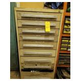 9 DRAWER CABINET & MISC CONTENTS