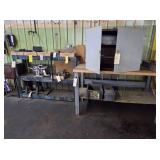 CABINET, WOOD TOP BENCH, HD METAL SHELVES