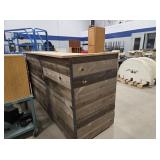 ROLLER BENCH/ COUNTER, RUSTIC WOOD FRONT