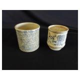 Spongeware Crock 6" Tall & Blue Decorative