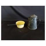 Blue Speckled Enamel Coffeepot