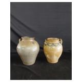 2 Stoneware Oval Shaped Storage Jars