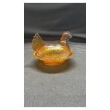 Vtg Amber Hen on Nest