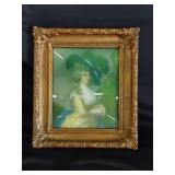 Antique Convex Bubble Glass Picture