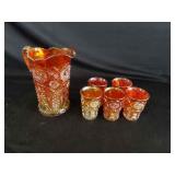 Vtg Imperial Marigold Carnival Glass Pitcher &