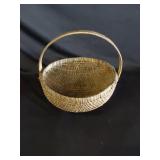 Antique Oak Splint Round Basket w/Foot