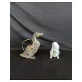 Metal Duck Watering Can & Rabbit Yard Ornament