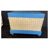 Small wood Chest Painted Blue With Fabric