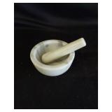White/Gray Marble Apothecary Mortar Bowl & Pestle