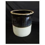 No 6 Brown and White Stoneware Crock
