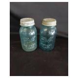 2  Blue Ball Jars w/Zinc Lids Quart