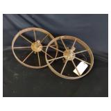 2 Vtg Metal Wheelbarrel Wheels