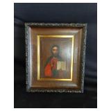 Vtg Hand Painted Orthodox icon Jesus Christ