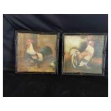 2 Framed Rooster Pictures