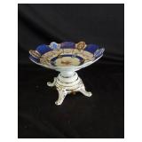 Vtg Reticulated Compote Floral Pattern