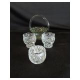 Clear Glass Basket & 3 Votive Candle Holder